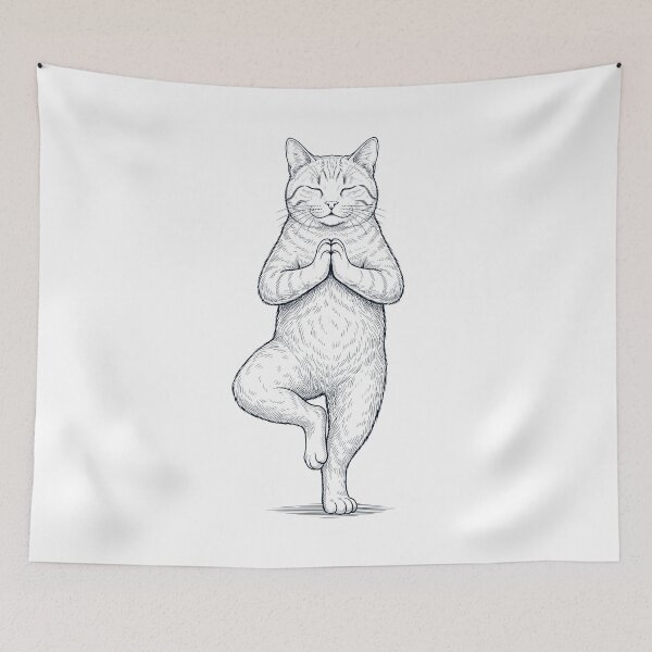 Item preview, Vintage Manx Cat Yoga Tree Pose Kitten Lover designed and sold by TerryConnells.