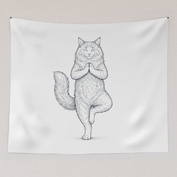 Item preview, Vintage Norwegian Forest Cat Yoga Tree Pose Kitten Lover designed and sold by TerryConnells.