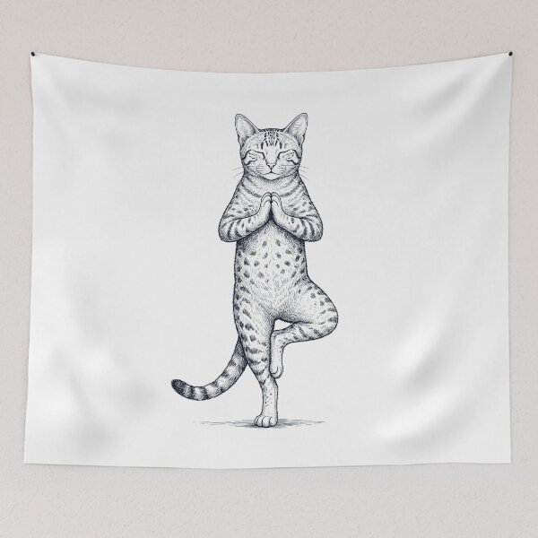 Item preview, Vintage Ocicat Cat Yoga Tree Pose Kitten Lover designed and sold by TerryConnells.