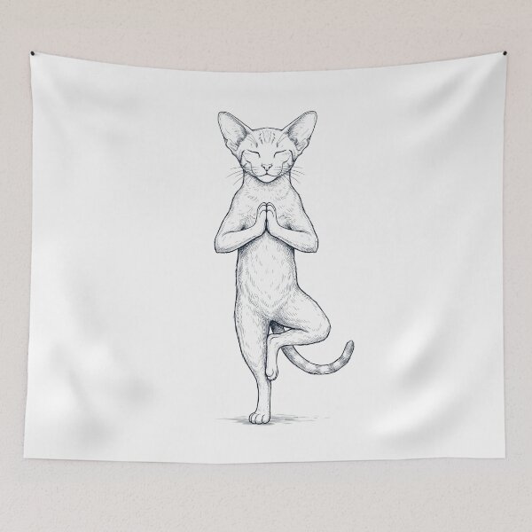 Item preview, Vintage Oriental Shorthair Cat Yoga Tree Pose Kitten Lover designed and sold by TerryConnells.