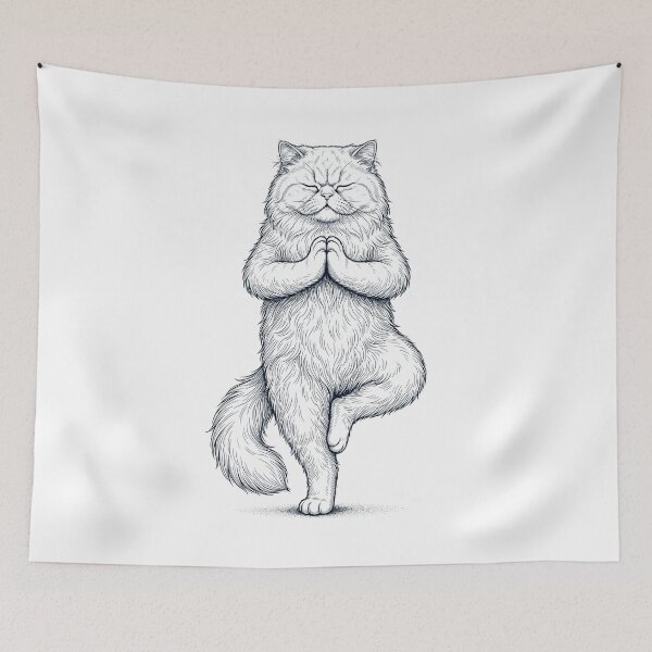 Item preview, Vintage Persian Cat Yoga Tree Pose Kitten Lover designed and sold by TerryConnells.