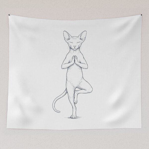 Item preview, Vintage Peterbald Cat Yoga Tree Pose Kitten Lover designed and sold by TerryConnells.