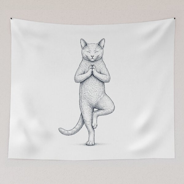 Item preview, Vintage Russian Blue Cat Yoga Tree Pose Kitten Lover designed and sold by TerryConnells.