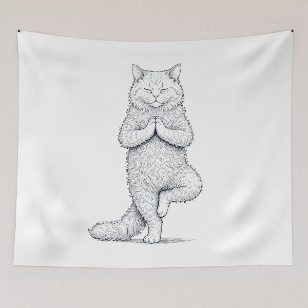 Item preview, Vintage Selkirk Rex Cat Yoga Tree Pose Kitten Lover designed and sold by TerryConnells.