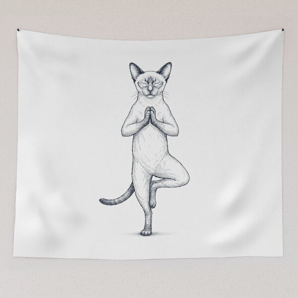 Item preview, Vintage Siamese Cat Yoga Tree Pose Kitten Lover designed and sold by TerryConnells.