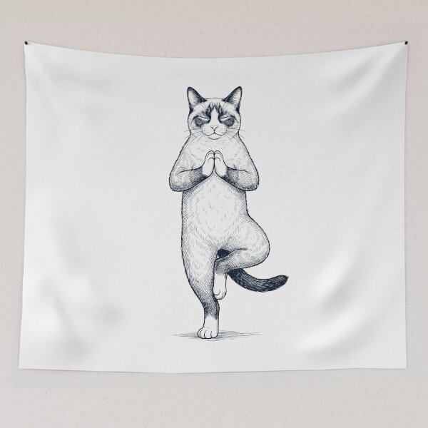 Item preview, Vintage Snowshoe Cat Yoga Tree Pose Kitten Lover designed and sold by TerryConnells.