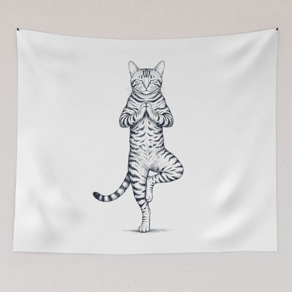 Item preview, Vintage Toyger Cat Yoga Tree Pose Kitten Lover designed and sold by TerryConnells.