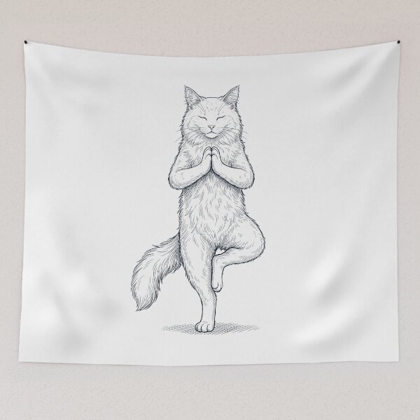 Item preview, Vintage Turkish Angora Cat Yoga Tree Pose Kitten Lover designed and sold by TerryConnells.