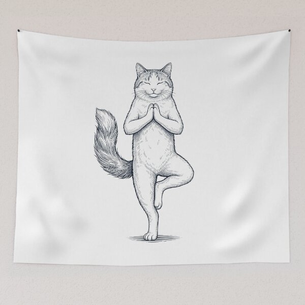 Item preview, Vintage Turkish Van Cat Yoga Tree Pose Kitten Lover designed and sold by TerryConnells.