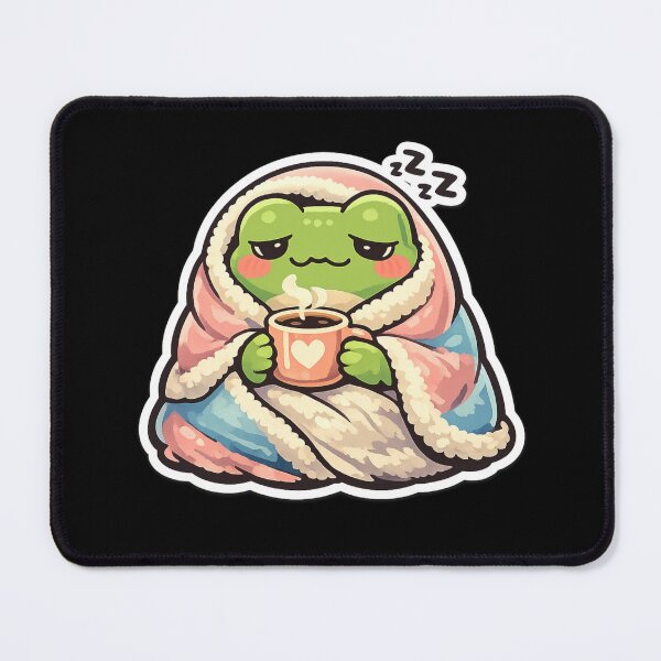 Item preview, Sleepy Frog Cozy Coffee Aesthetic Illustration | Cute Frog Art designed and sold by ArtsyExplorer.