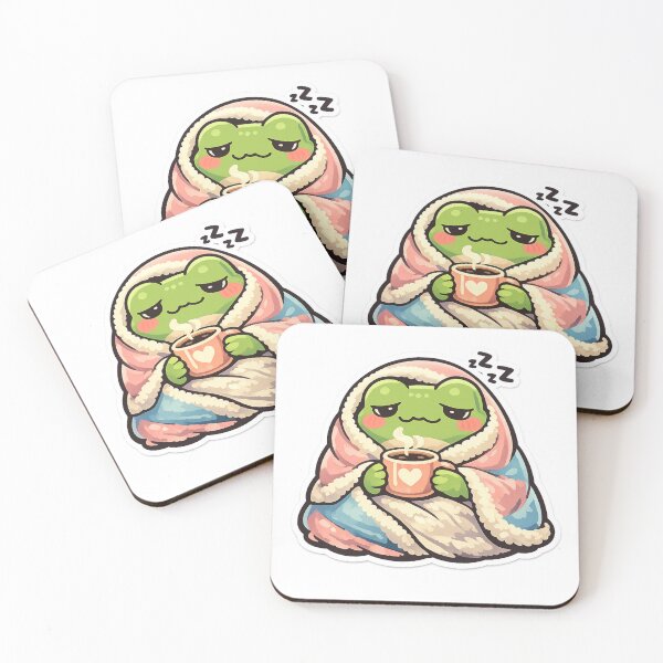 Item preview, Sleepy Frog Cozy Coffee Aesthetic Illustration | Cute Frog Art designed and sold by ArtsyExplorer.