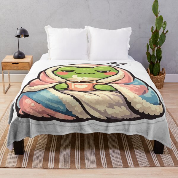 Item preview, Sleepy Frog Cozy Coffee Aesthetic Illustration | Cute Frog Art designed and sold by ArtsyExplorer.