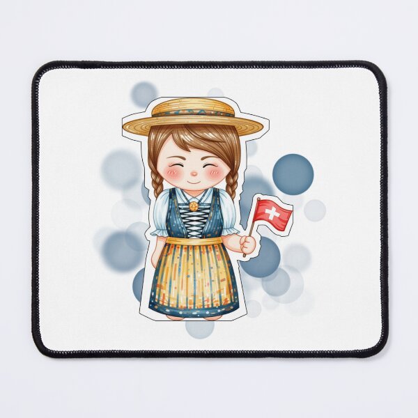 Item preview, Swiss Woman in Traditional Costume Holding Switzerland Flag designed and sold by iamKRUK.