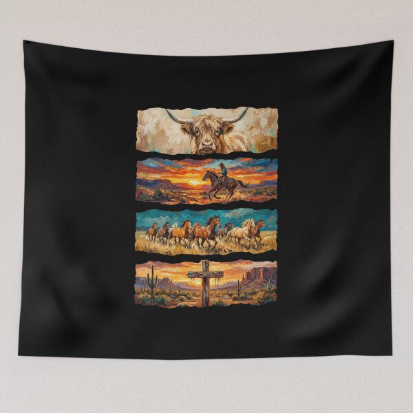 Item preview, Western Desert Horses Cowboy Art Print designed and sold by dudelinart.