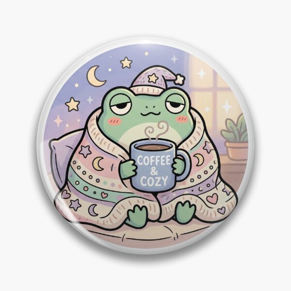 Item preview, Sleepy Frog Cozy Coffee Aesthetic Illustration | Cute Cottagecore Frog Art designed and sold by ArtsyExplorer.