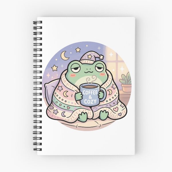 Item preview, Sleepy Frog Cozy Coffee Aesthetic Illustration | Cute Cottagecore Frog Art designed and sold by ArtsyExplorer.