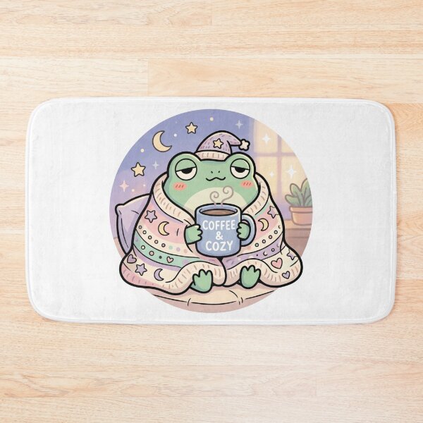 Item preview, Sleepy Frog Cozy Coffee Aesthetic Illustration | Cute Cottagecore Frog Art designed and sold by ArtsyExplorer.