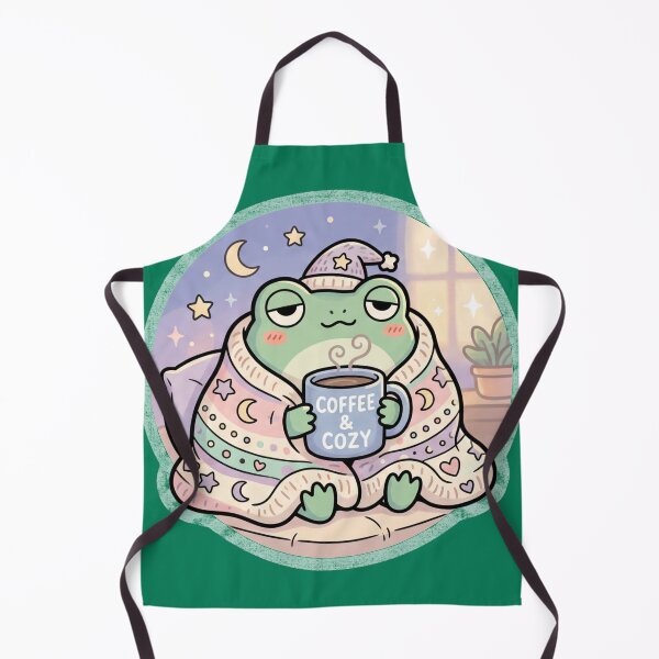 Item preview, Sleepy Frog Cozy Coffee Aesthetic Illustration | Cute Cottagecore Frog Art designed and sold by ArtsyExplorer.