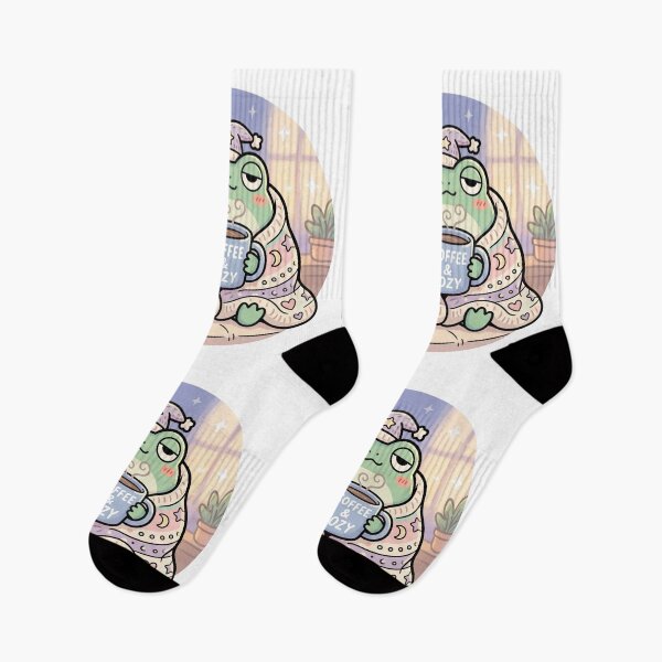 Item preview, Sleepy Frog Cozy Coffee Aesthetic Illustration | Cute Cottagecore Frog Art designed and sold by ArtsyExplorer.