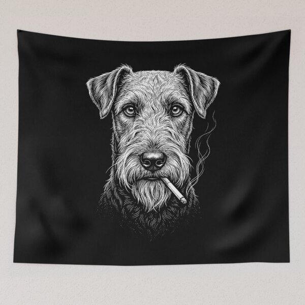 Item preview, Funny Airedale Terrier Smoking Meme Dog Owner designed and sold by DoodleTortle.