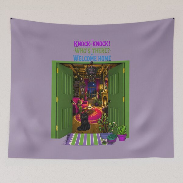 Item preview, Magical Black Cat Welcome Home – Cozy Interior & Illustrated Entrance, Witchy Fantasy Aesthetic designed and sold by Aimetoi.