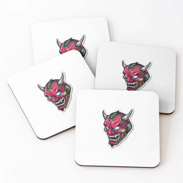 Item preview, Cyberpunk Oni Mask Neon Japanese Sticker designed and sold by Trend aesthetic stickers.
