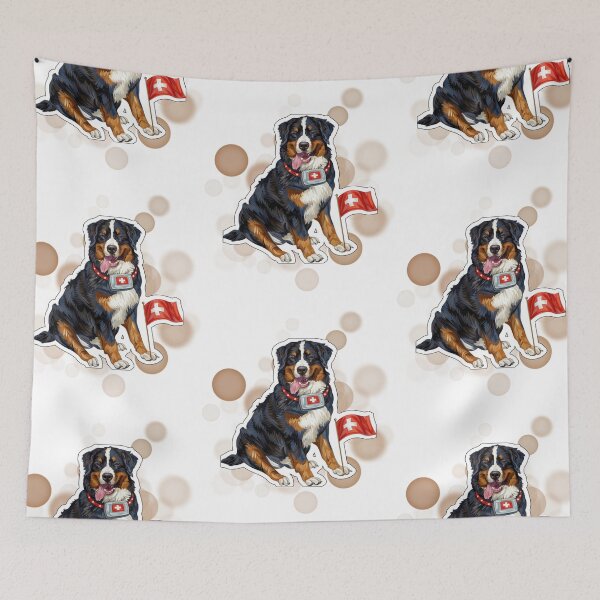 Item preview, Bernese Mountain Dog Holding Switzerland Flag Cute Design designed and sold by iamKRUK.