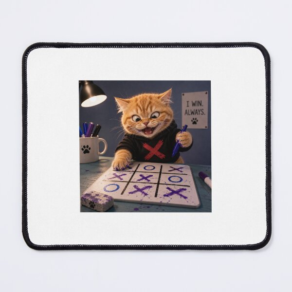 Item preview, Chaotic Orange Cat Playing Tic Tac Toe designed and sold by LovelyCatGalaxy.