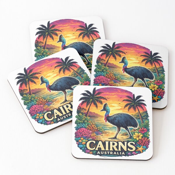 Item preview, Cairns Australia Tropical Sunset Cassowary Travel Sticker designed and sold by pod24.