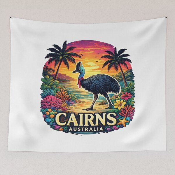 Item preview, Cairns Australia Tropical Sunset Cassowary Travel Sticker designed and sold by pod24.