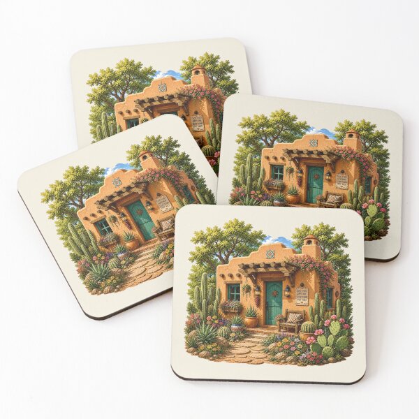 Item preview, Cozy Desert Adobe House with Trees designed and sold by Myra365Art.