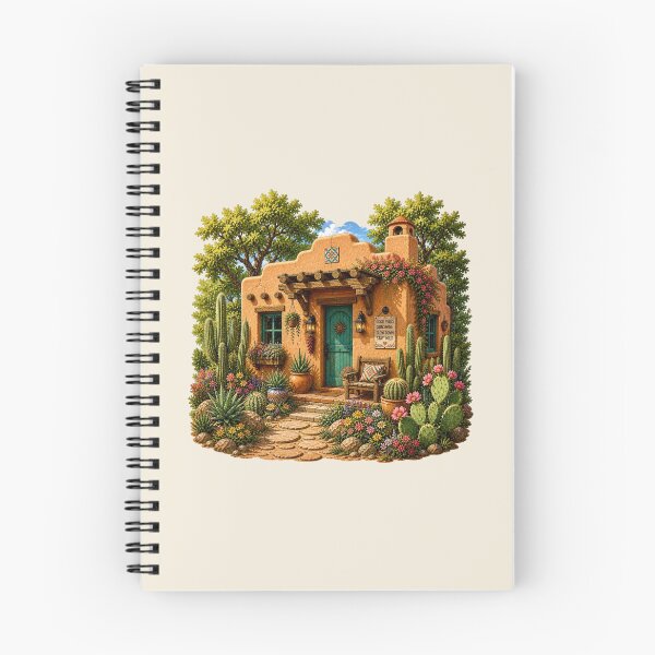Item preview, Acogedora casa de adobe en el desierto con árboles. designed and sold by Myra365Art.