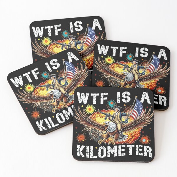 Item preview, WTF Is A Kilometer? George Washington Riding Eagle Patriotic Meme designed and sold by haitrieuic96.