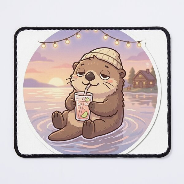 Item preview, Lazy Otter Floating – Relaxing Chill Sunset Cute Animal Aesthetic designed and sold by SoftAuraStudi0.