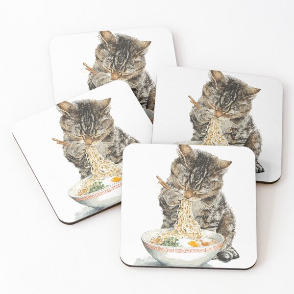 Item preview, Cute Cat Eating Ramen designed and sold by KJNihonDesigner.