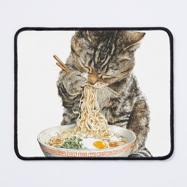 Item preview, Cute Cat Eating Ramen designed and sold by KJNihonDesigner.