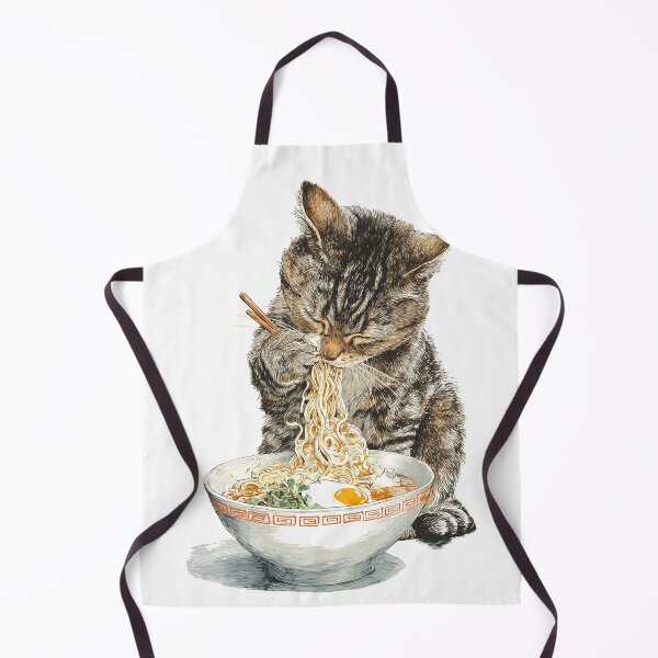 Item preview, Cute Cat Eating Ramen designed and sold by KJNihonDesigner.