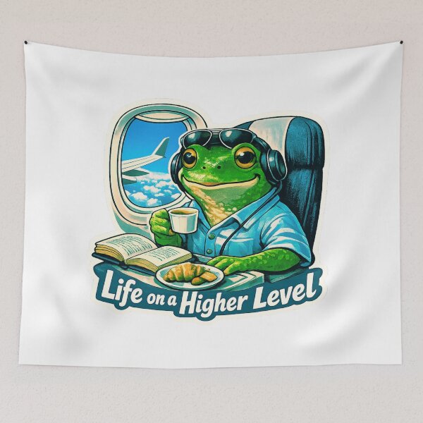 Item preview, Life on a Higher Level – Flying Frog T-Shirt designed and sold by MerchlyMike.