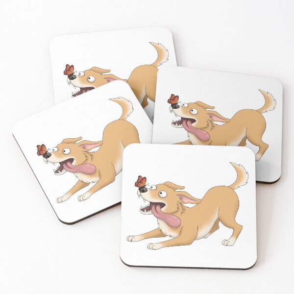 Item preview, Funny Dog With Butterfly Cartoon designed and sold by Szkicerka.