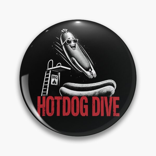 Item preview, Hot Dog Dive Funny BBQ Summer Food Pun Design designed and sold by PosiMCreations.
