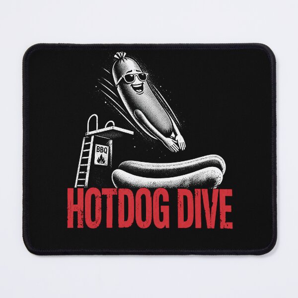 Item preview, Hot Dog Dive Funny BBQ Summer Food Pun Design designed and sold by PosiMCreations.