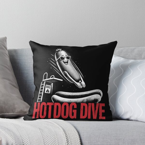 Item preview, Hot Dog Dive Funny BBQ Summer Food Pun Design designed and sold by PosiMCreations.
