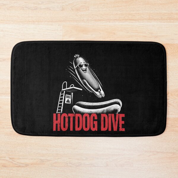 Item preview, Hot Dog Dive Funny BBQ Summer Food Pun Design designed and sold by PosiMCreations.