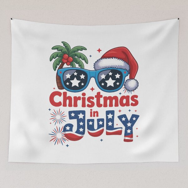 Item preview, Christmas In July Summer Beach Hawaii Santa USA Flag designed and sold by SapfireStuArt.