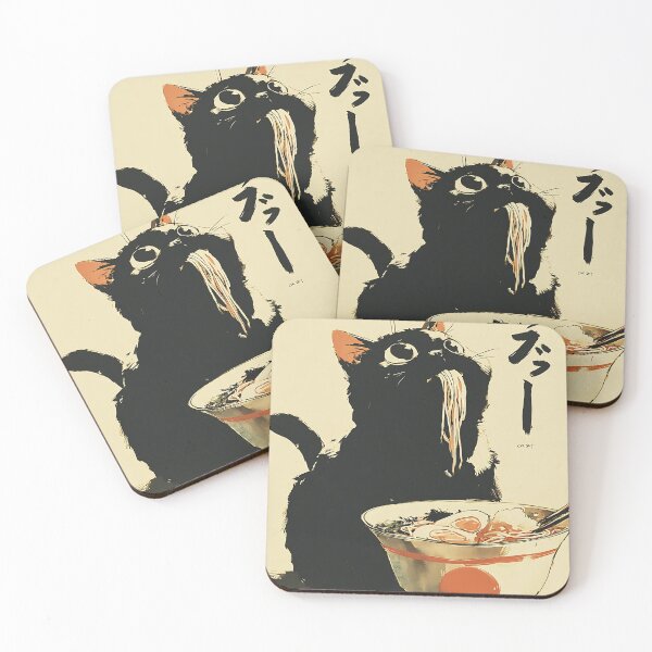 Item preview, Cute Cat Eating Ramen designed and sold by KJNihonDesigner.