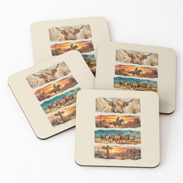 Item preview, Western Desert Horses Cowboy Art Print designed and sold by dudelinart.