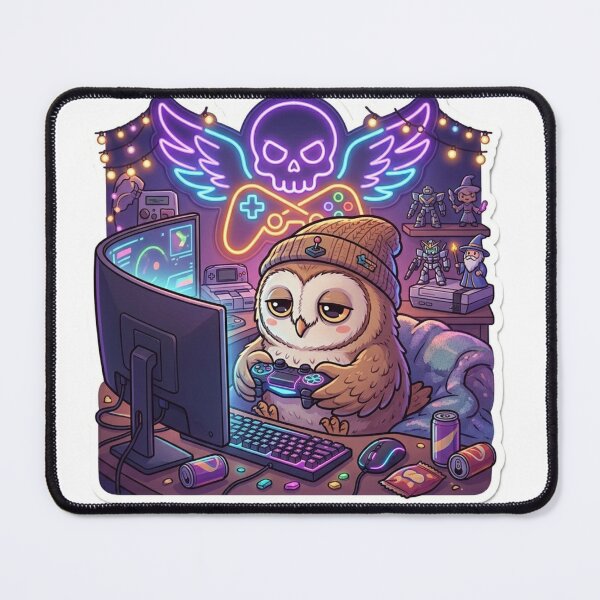 Item preview, Cute Owl Gaming Late at Night designed and sold by SoftAuraStudi0.