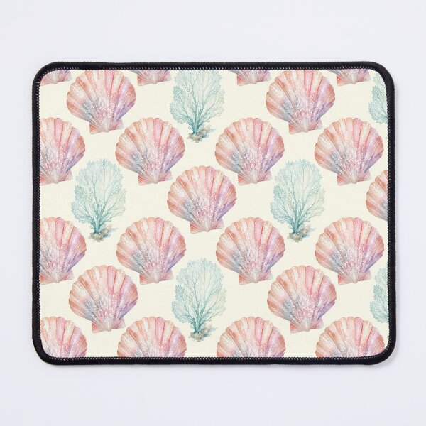 Item preview, Watercolor Scallop Shell Coral Seamless Pattern Print designed and sold by GASCE Studio.