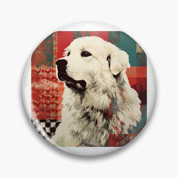 Item preview, Great Pyrenees puppy dog on red patchwork  designed and sold by MendaciousMina.