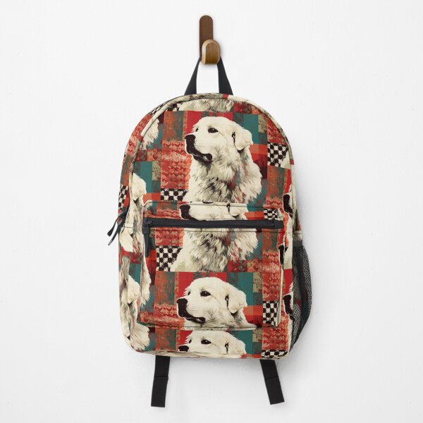 Item preview, Great Pyrenees puppy dog on red patchwork  designed and sold by MendaciousMina.